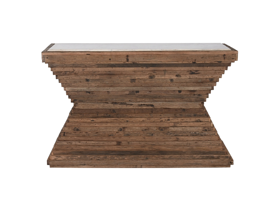Mesa de Consola de Madeira Reciclada e Mármore Castanho ALEXANDRA HOUSE LIVING (138x45x87cm)