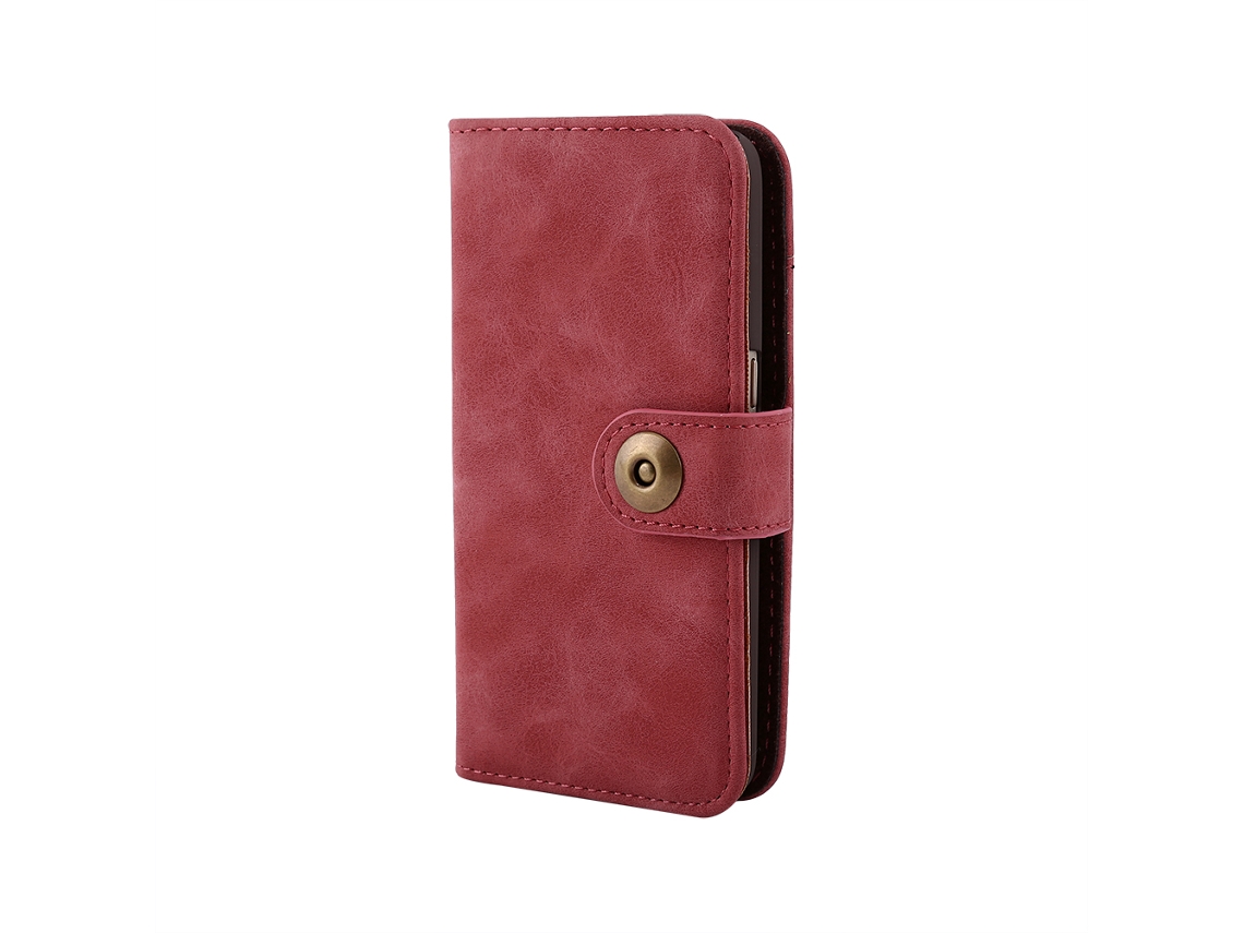 Capa de Telefone Samsung S7 Edge Capa de Couro Retro Rouge EOOCOO (carteira de Cartões Dividida Magnética)