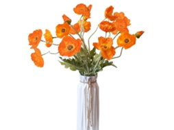 Flores Artificiais 5 Peças De Papoulas Flores Artificiais De Seda Para Casa Escritório Casamento Decoração Ao Ar Livre Ehstmind (laranja)