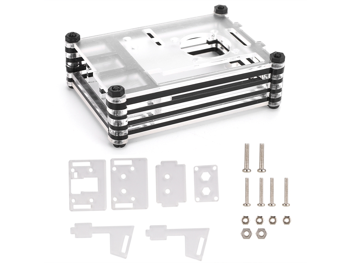 Capa De Acrílico Multicamada Com Suporte Para Câmera E Cooler Para Raspberry Pi 4b