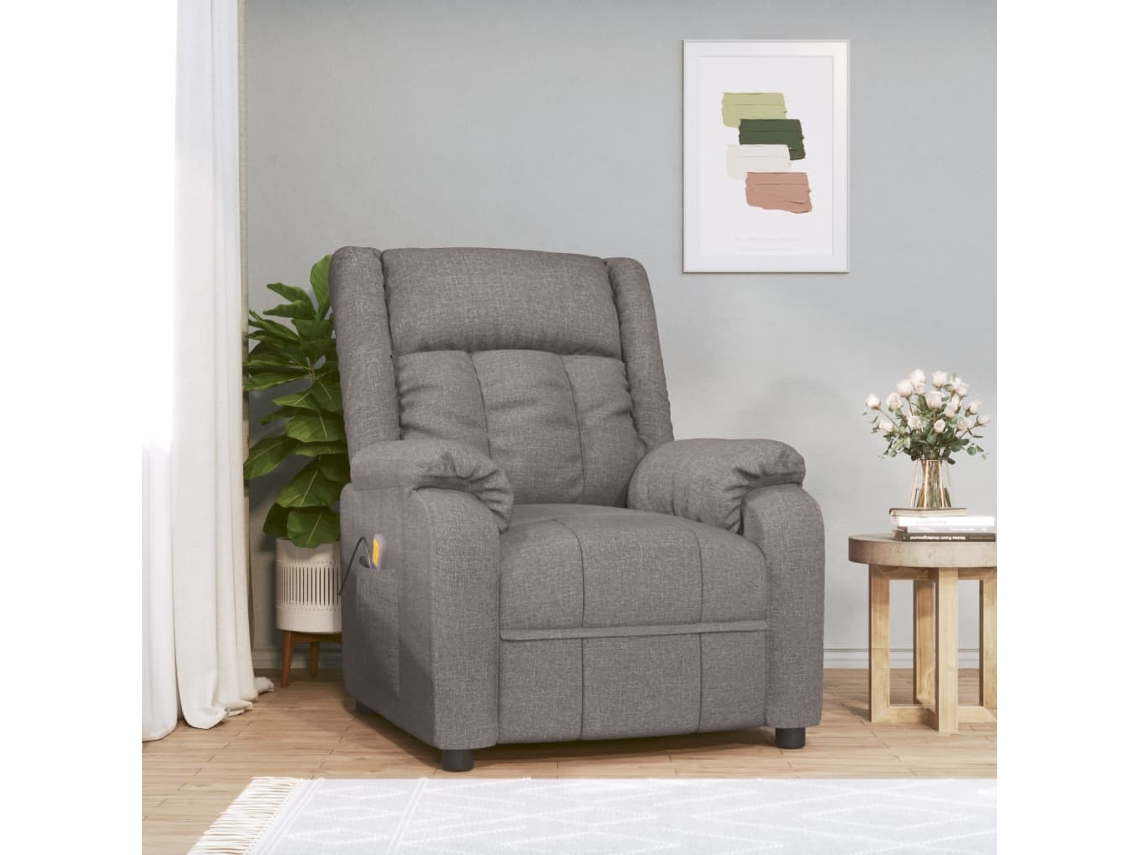 Vidaxl Poltrona De Massagens Tecido Cinza-acastanhado