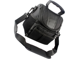 Bolsa Preta Em Nylon Para Câmera Digital Com Zíper Suave.