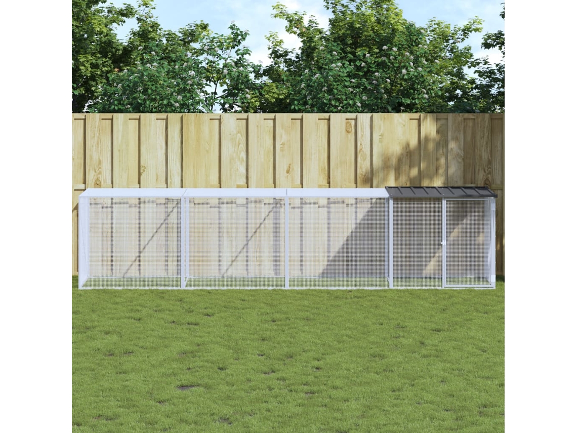 Vidaxl Galinheiro Com Teto 403x98x90 Cm Aço Galvanizado Antracite