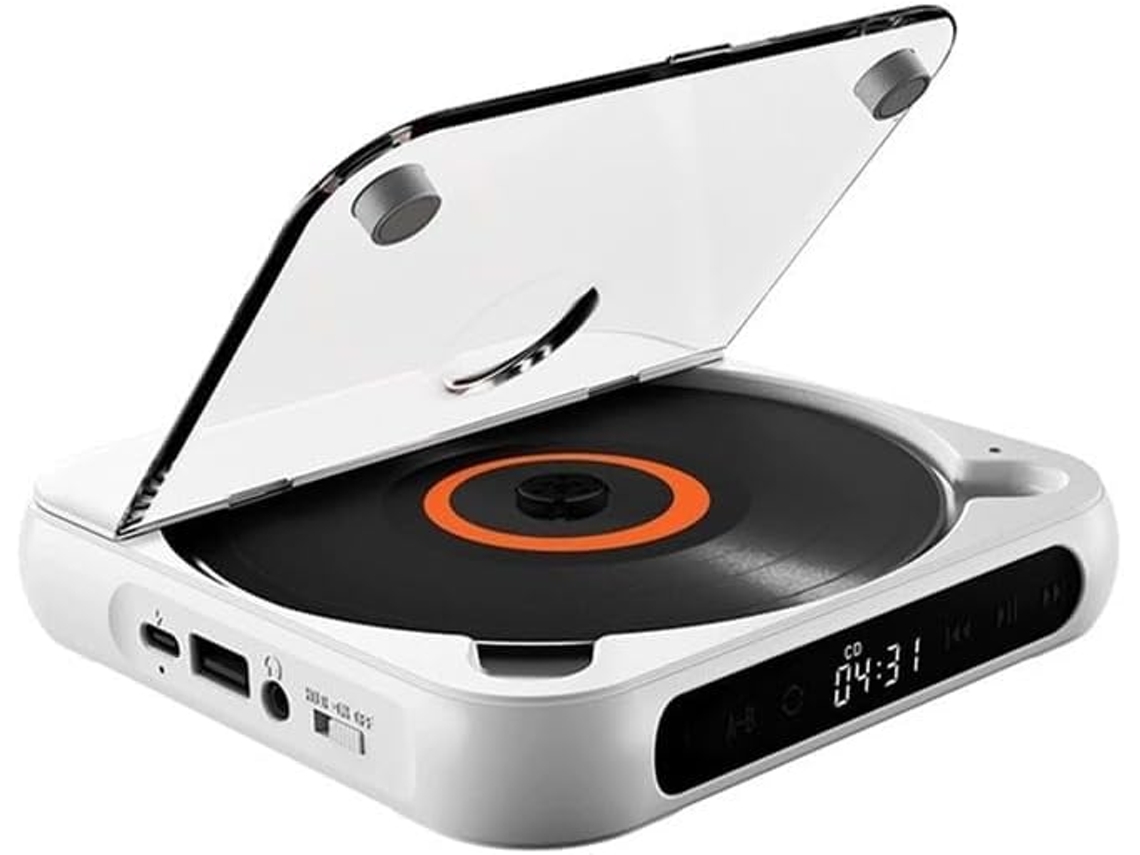 Leitor De Cd Portátil Com Bluetooth 5 1 – Som Hi Fi Compacto E Leve Para Casa Carro Reprodução Sem Fio Bateria