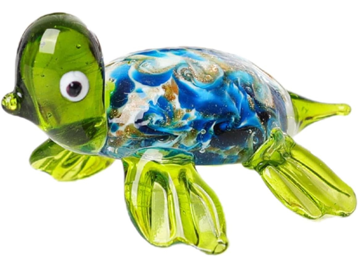 Estatueta Tartaruga Vidro Verde Decoração Elegante Resistente Escritório Miniatura Prática Artística Casa GOKOCO