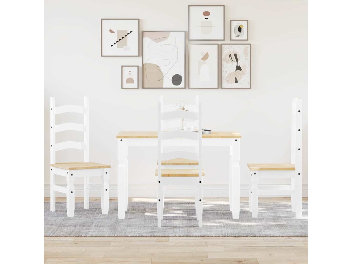Vidaxl 5 Pcs Conjunto De Jantar Panama Madeira Pinho Maciça Branco