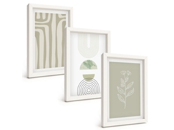 Composição De Quadros Padrões Geométricos De Plantas Espelharte (3 Peças 20x30 Cm)