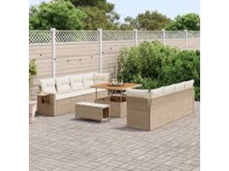 Vidaxl Conjunto De Sofá De Jardim Bege E Creme Vime Pe