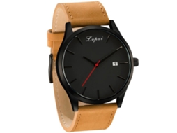 Relógio feminino Lvpai com pulseira de PU, mostrador analógico redondo de quartzo (pulseira marrom, mostrador branco)