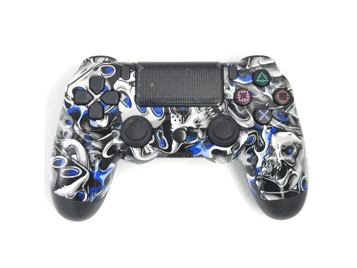 Comando Ps4 Compatível Pc Android Consola Ps4 Sem Fios e Ps3 Por Cabo Incluído Bluetooth Doubleshock ¡Controlo Total! Caveira Azul Preta KLACK