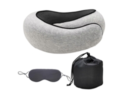 Travesseiro Macio e Enrolável em Formato de U com Máscara para os Olhos, Respirável e Confortável, Ideal para Cochilos e Sono. TAISHENGDA