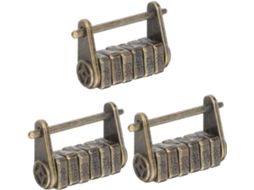 Conjunto De 3 Cadeados Combinação Vintage Hemoton, Em Liga De Zinco Com Padrão Criativo Fechadura Antiga, Para Caixas De
