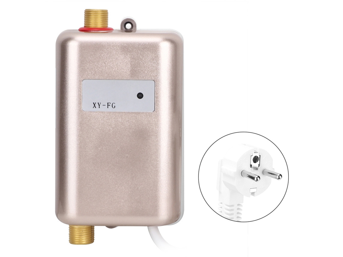 Aquecedor de Água Instantâneo Mini Dourado com Luz Indicadora para Cozinha Hot Cold Dual Use