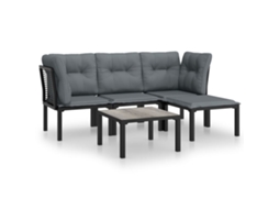 Conjunto de 5 Lounge de Jardim Vime Pe Preto e Cinzento MAISON EXCLUSIVE (5 pcs)