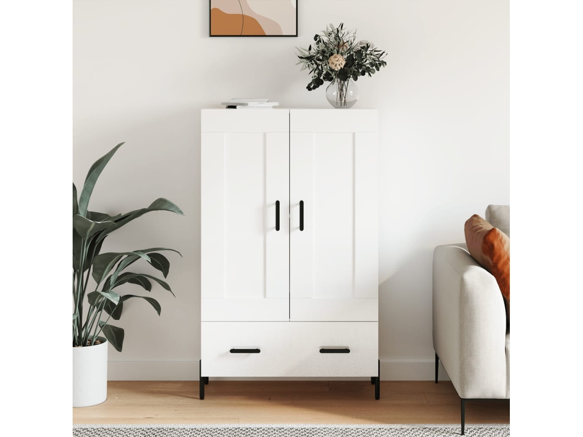 Vidaxl Aparador Alto 69,5x31x115 Cm Derivados Madeira Branco Brilhante