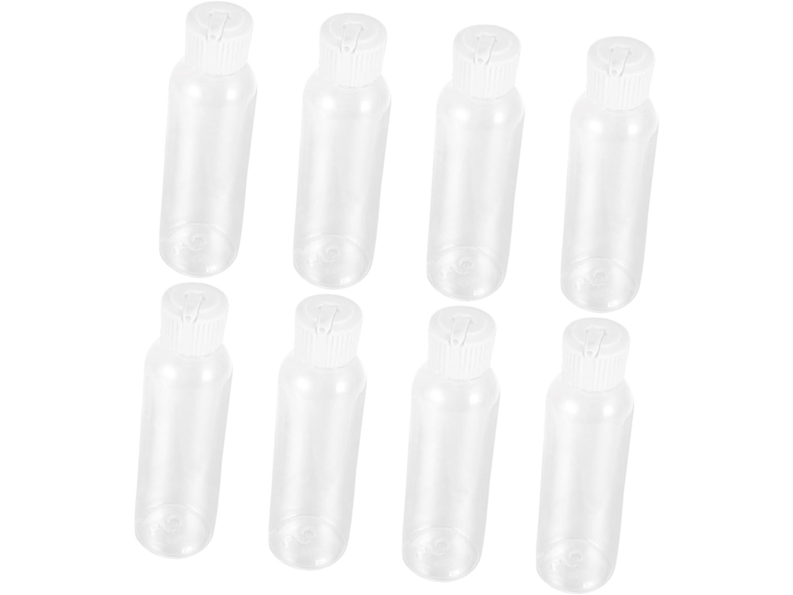 Conjunto De 8 Garrafas Plásticas Brancas Recarregáveis De 120ml, Fáceis De Limpar.