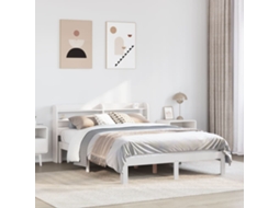 Vidaxl Estrutura De Cama C/ Cabeceira Sem Colchão 140x190 Cm Branco