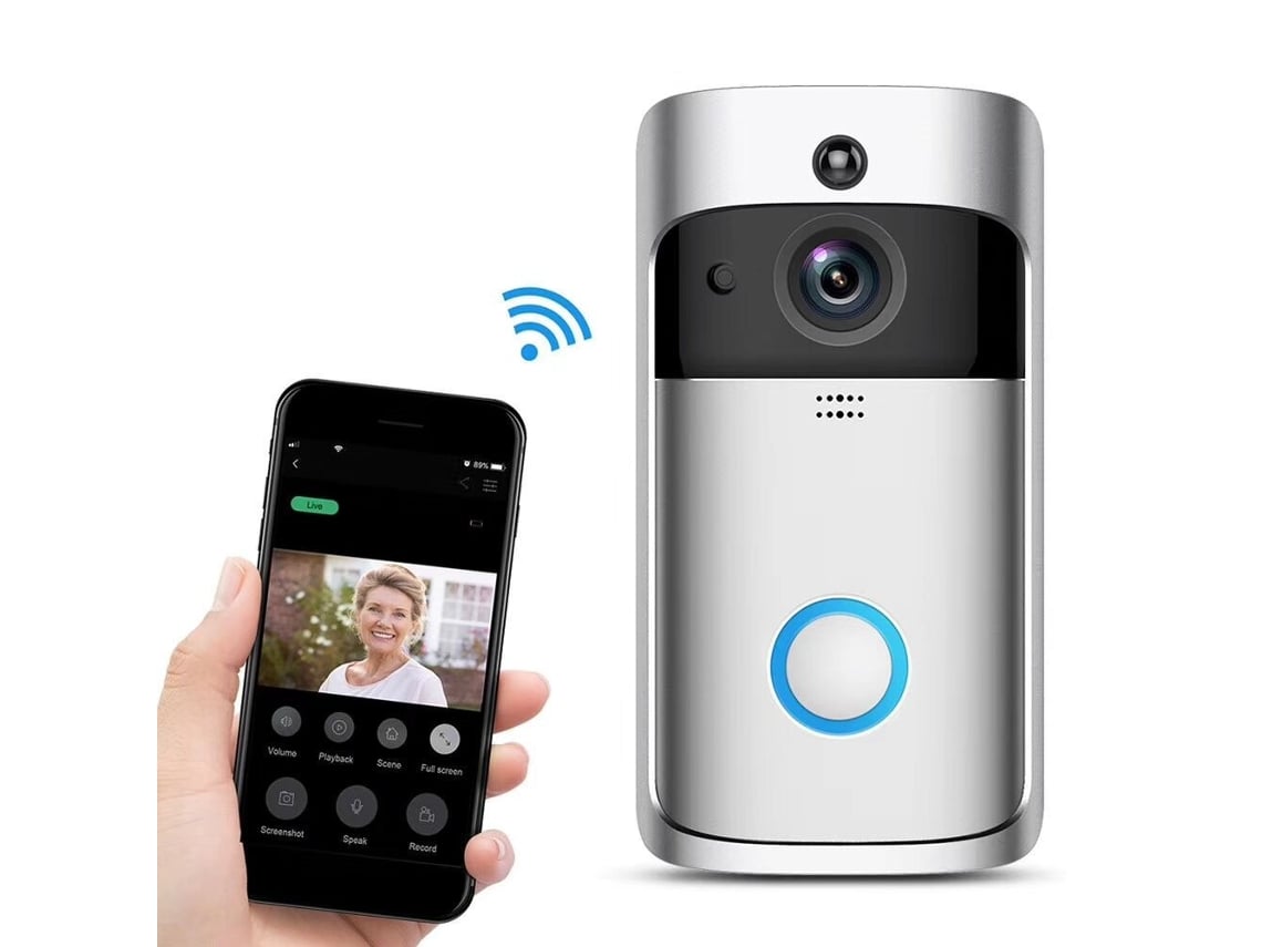Lurelia Videoporteiro Inteligente, 720p, Wi-fi 2,4ghz, Visão Noturna, Comunicação Bidirecional, Sensor Pir, Deteção Movimento, Alertas Móveis