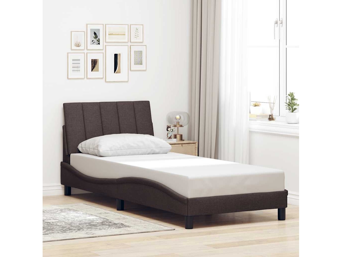 Vidaxl Estrutura De Cama Sem Colchão Hanko 90x200 Cm Tecido Castanho-escuro