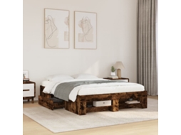 Vidaxl Estrutura De Cama S/ Colchão Derivados Madeira Carvalho Fumado