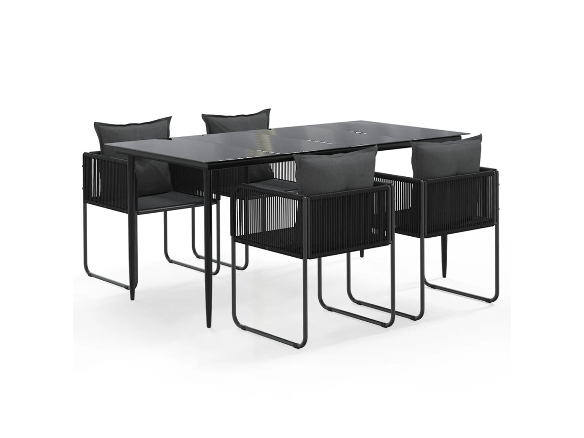 Garden Dining Set, Garden Dining Sets Vidaxl Preto Aço (160 Cm Table Length)