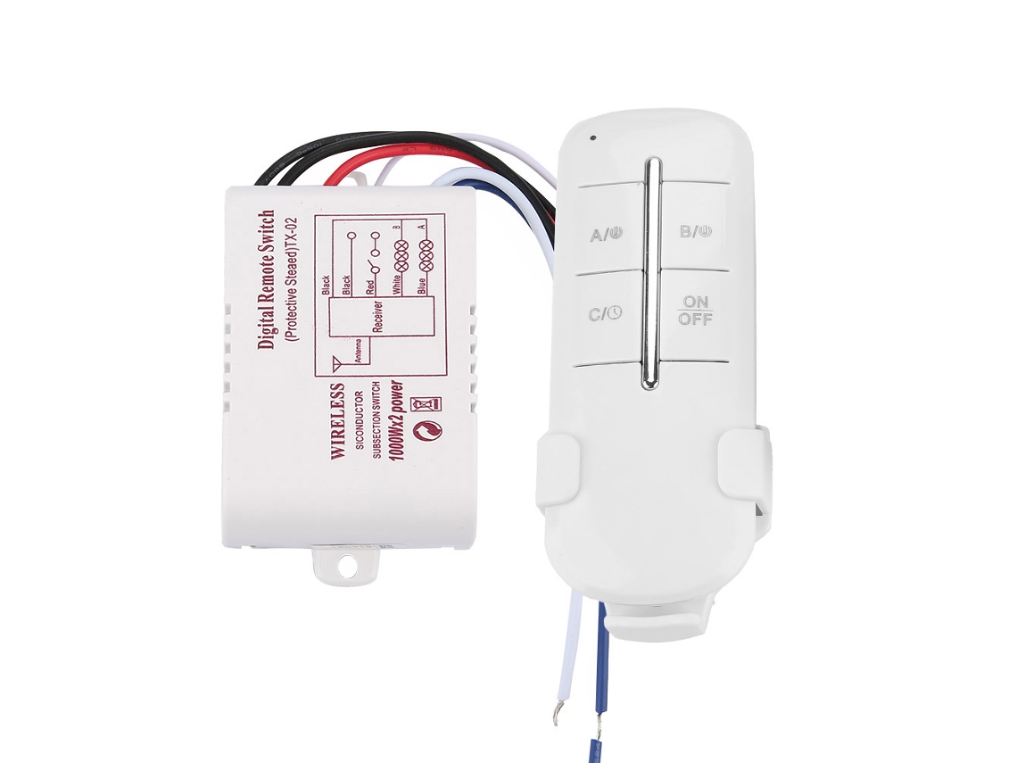 Laxiscreed Comutador De Luz Com Receptor Wireless, 2 Canais, 1000w, Para Ac180-240v