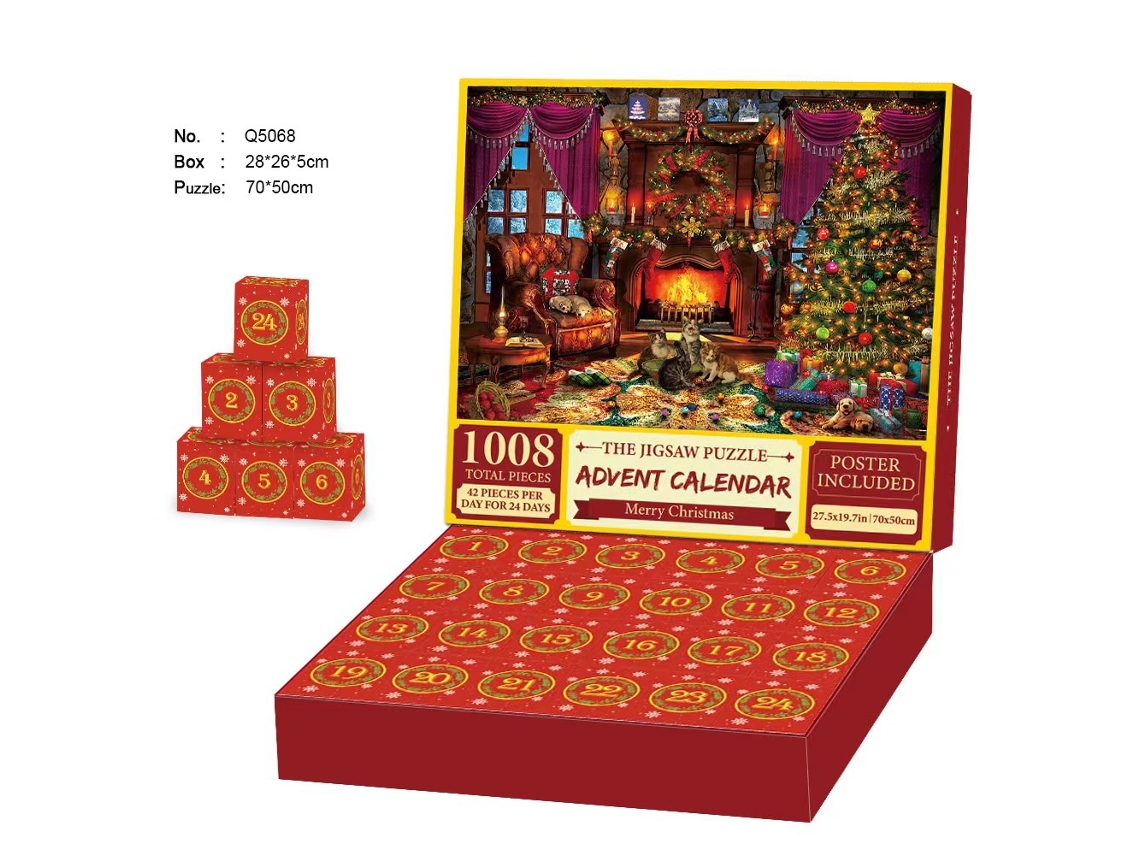 Calendário Do Advento De Quebra Cabeça De Natal 2023, 1008 Peças De Quebra Cabeça Blindbox 24 Slowmoose