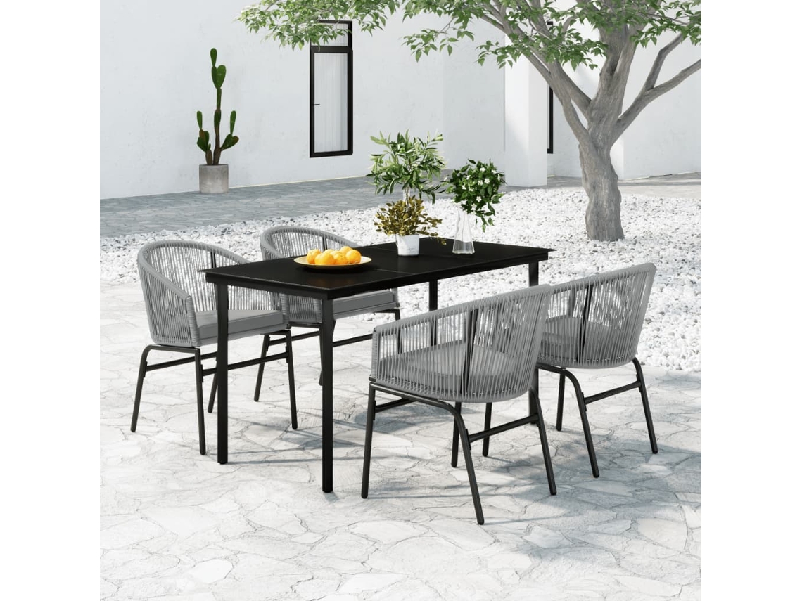 Conjunto De 5 Peças De Jantar Para Jardim Cinza Dkd Home Decor