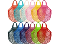 Conjunto De 12 Redes De Compras Em Algodão E Linho, Cores Sortidas, 40* 35cm, Portáteis, Reutilizáveis, Ideais Para Compras De Frutas, Verduras