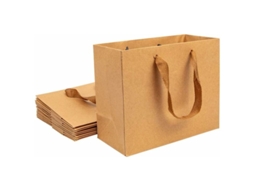 Conjunto de 10 Sacolas Pequenas de Papel Kraft Marrom para Doces e Presentes, com Alças, Ideais para Aniversários, Casamentos BRILVIBERA