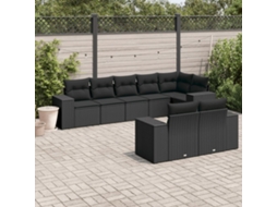 8 Pcs Conjunto Sofás De Jardim Com Almofadões Vime Pe Preto Dkd Home Decor