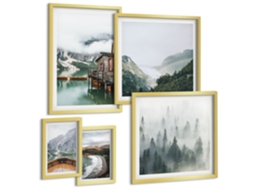 Conjunto De Pinturas Paisagens De Montanha Casinhas Água Espelharte (5 Peças)