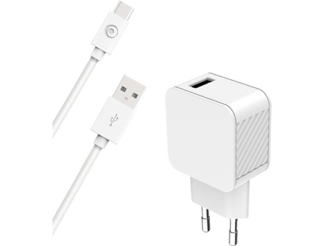 Carregador 3A BIGBEN CONNECTED Ic Smart Cabo Usb A/Usb C Branco Plástico 100% Reciclado