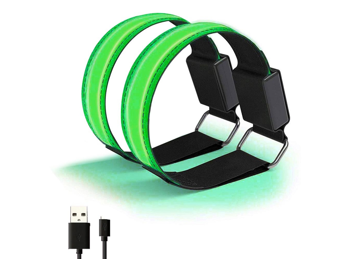 2026rebe-2 Unidades Pulseira Led Recarregável Via Usb Com Cinta Refletiva Ajustável Pulseiras Luminosas Para Corrida, Ciclismo E Esportes Ao Ar Livre