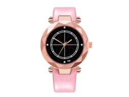 Relógio de Pulso Feminino de Quartzo com Pulseira Pu e Mostrador de Losango Rosa