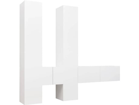 6 pcs conjunto de móveis de TV contraplacado branco