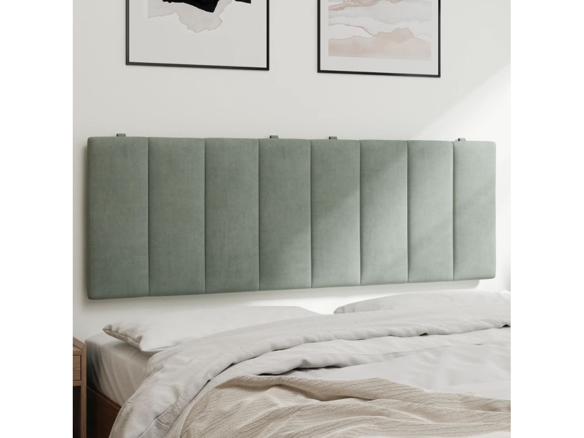 Vidaxl Almofadão De Cabeceira Hanko 137 Cm Veludo Cinzento-claro