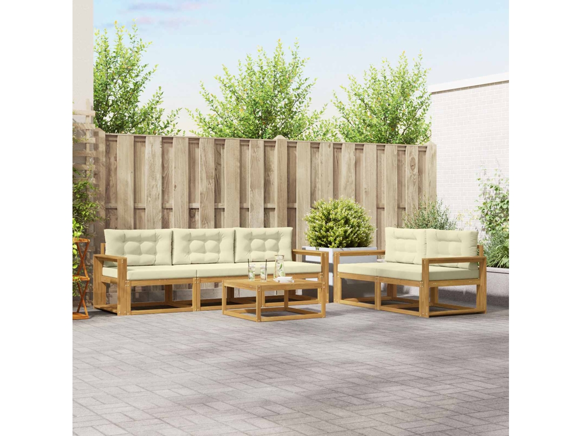 Vidaxl Conjunto De Sofás Para Exterior 6 Unid. Branco E Creme