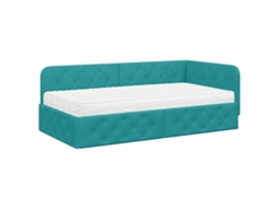 Estrutura de Cama de Canto Turquesa com Veludo 90x200 cm MAISON EXCLUSIVE