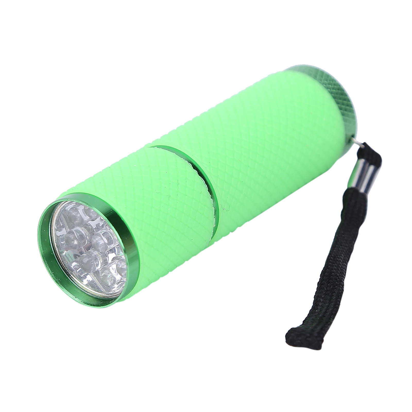(verde) Mini Lanterna, 9 Lâmpadas Led, Material Em Liga De Alumínio, Com Cordão