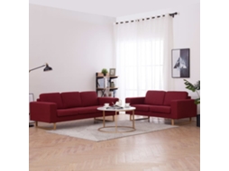 Vidaxl 2 Pcs Conjunto De Sofás Tecido Vermelho Tinto