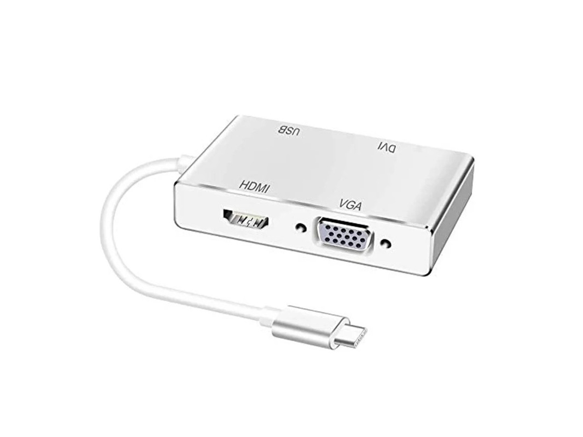 Adaptador Usb C Para Hdmi Dvi Vga Yizhood Branco