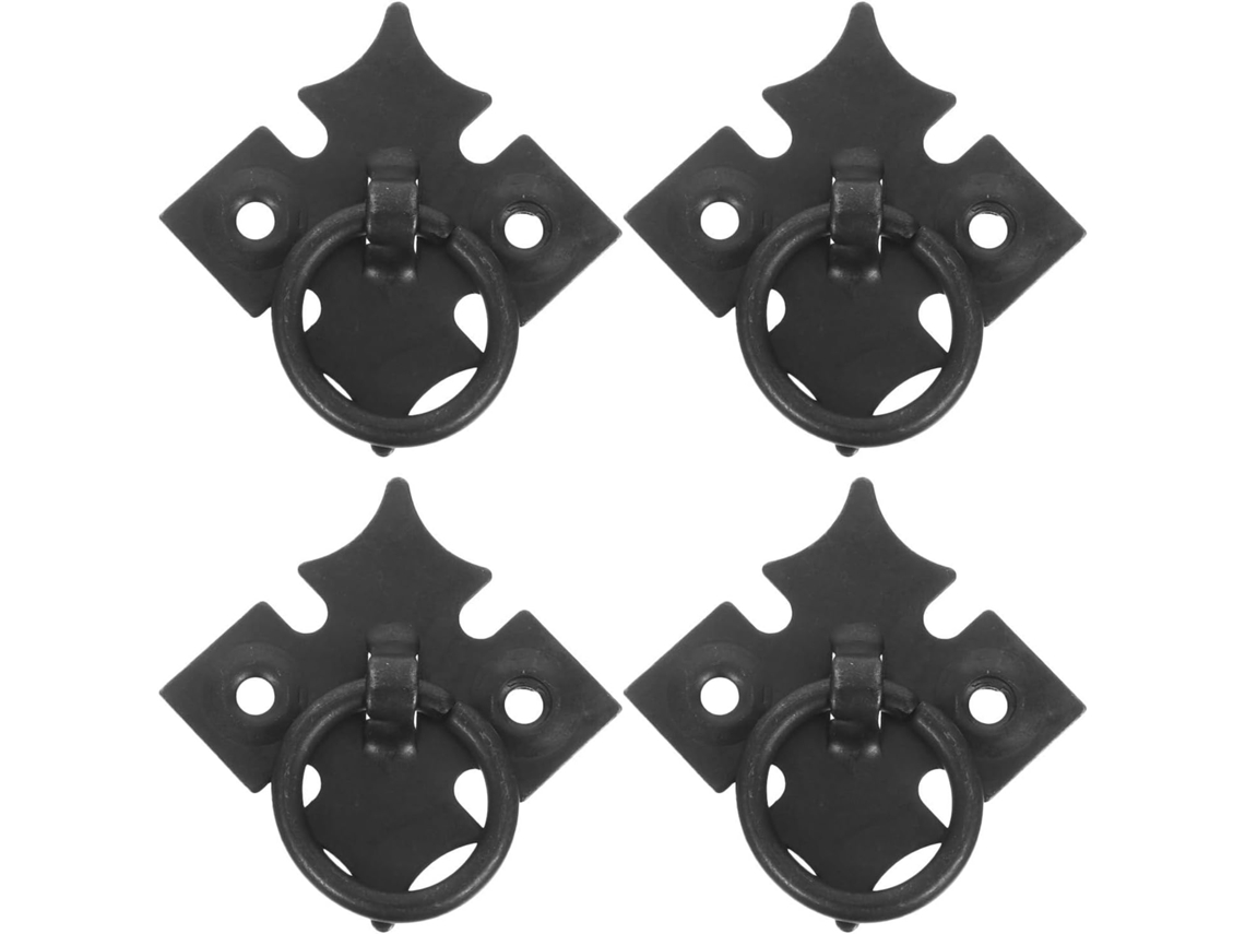 Conjunto De 4 Puxadores Redondos Mipcase Em Ferro Antigo Preto Com Furo Único Para Armários E Cômodas