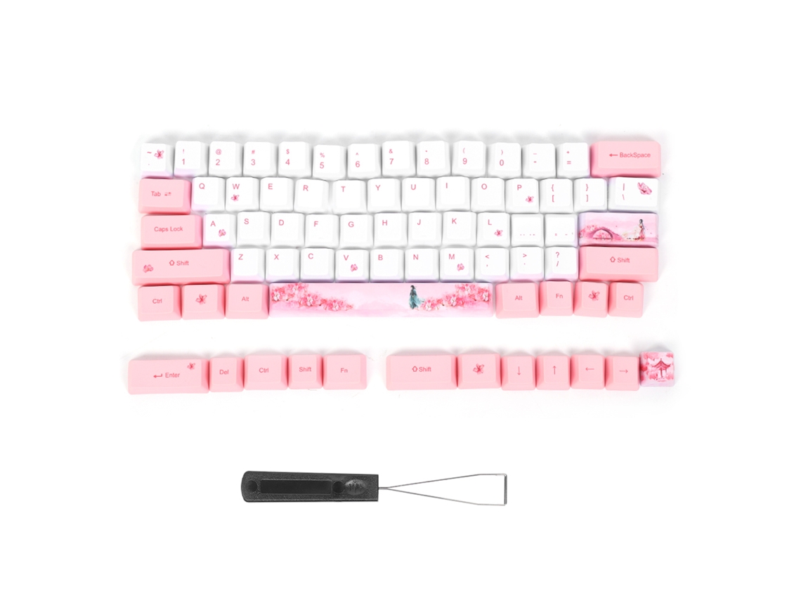 73 Teclas Sublimación Pbt Para Teclado Mecánico Com Padrão Cute Niña 6064