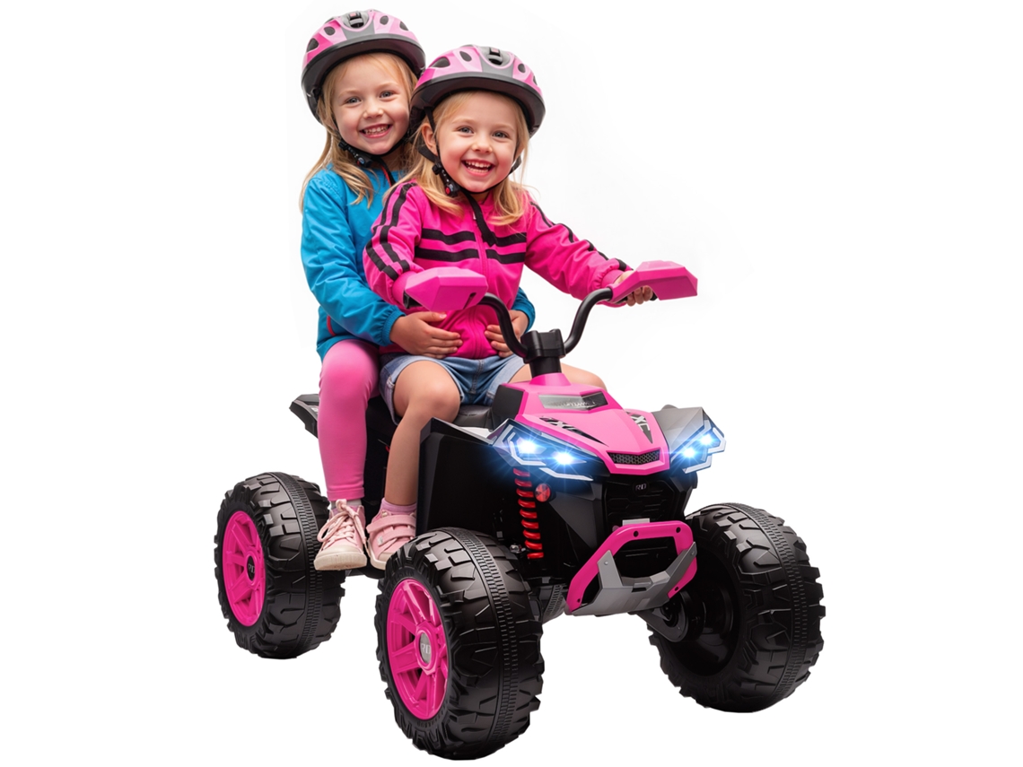 Quad Elétrico Rosa Para Crianças De 3 A 8 Anos 24v Com 2 Motores Velocidade Até 6,5 Km/h Rodas Suspensão