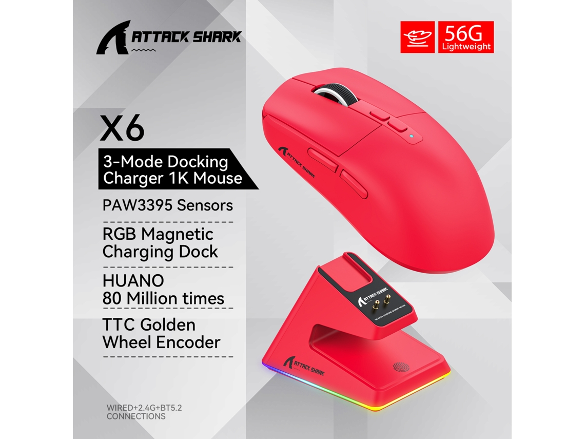 Mouse, Conectividade Bluetooth Tri Mode, Rastreamento De Posicionamento De 650 Ips Mdug (vermelho)