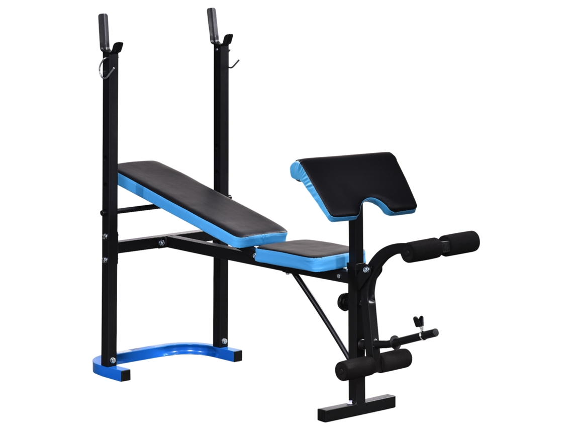 Banco De Musculação Aço E Pu Cor Preto E Azul 155x56,5x120 Cm Homcom