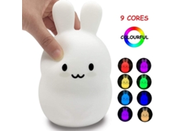 Luz Noturna de Silicone Coelho Usb recarregável com brilho suave 7 cores presente infantil | S/MARCA