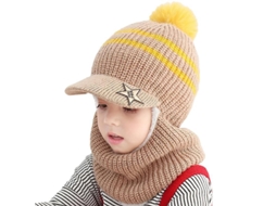 2026 gorro de Lana para Niños Bufanda Balaclava Gorro Con Pompom para Ski Y Invierno