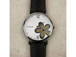 Relógio De Quartzo Feminino Yazole Estilo Ol Com Estampa De Trevo De Quatro Folhas
